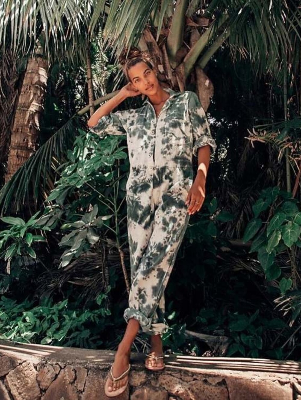 RIVERSIDE Men's And Wome's Green Tie-Dye Utility Jumpsuit